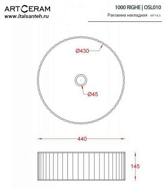 Раковина накладная ArtCeram Millerighe OSL010 62 00 44х44см