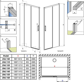 Душевая дверь RADAWAY Idea 387017-01-01L 200х130см стекло прозрачное