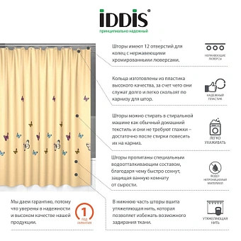 Шторка для ванной IDDIS Basic SCID033P 200х200см оранжевый