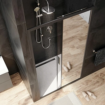 Душевая дверь AM-PM Gem Solo W90G-110-1-195BMir 195х110см стекло зеркальное