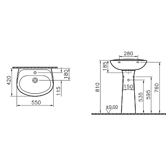 Раковина подвесная VITRA Normus 9600B003-7650 55х20,5см