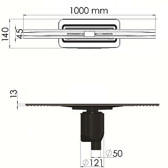 Щелевой душевой трап BERGES SIMPEL 91013 100х12,1см вертикальный сток