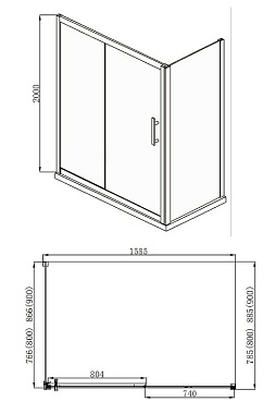 Угловое ограждение AQUANET Delta 273608 200х158,5см стекло прозрачное
