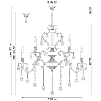 Люстра подвесная Lucia Tucci BARLETTA 1730.15 coffe gold 900Вт 15 лампочек E14