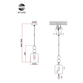 Люстра подвесная ST Luce GEA SL2000.223.01 40Вт 1 лампочек E14