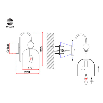 Бра ST Luce GEA SL2000.211.01 40Вт E14