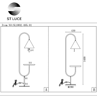 Торшер ST Luce AMIRO SL1802.405.01 60Вт E27