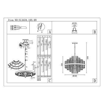 Люстра подвесная ST Luce RENS SL1634.103.09 540Вт 9 лампочек E14