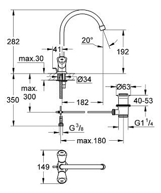 Смеситель для раковины GROHE Costa S 21257001 хром