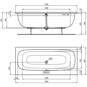 Ванна акриловая IDEAL STANDARD Ideal Standard i.life T476401 180х80см встраиваемая