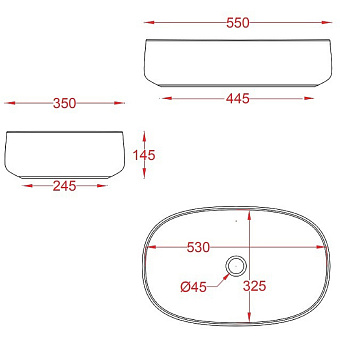Раковина накладная ArtCeram COGNAC COL003 05 00 35х55см