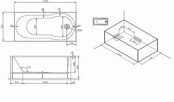 Экран для ванны AM-PM X-Joy W88A-150-070W-P 150см