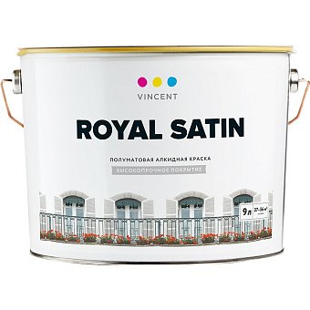 Краска универсальная алкидная VINCENT DECOR ROYAL SATIN A-2 Белый основа A 9л