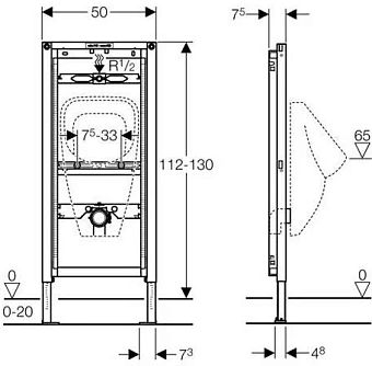 Инсталляция для писсуара GEBERIT Duofix 111.686.00.1
