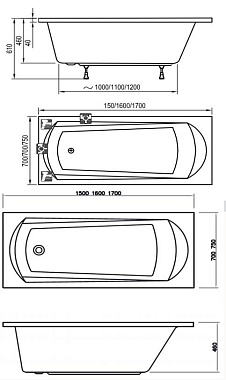 Ванна акриловая RAVAK Domino C631000000 170х75см встраиваемая