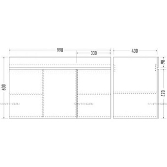 Тумба с раковиной MIRSANT Next УТ000027704 44х99х60см