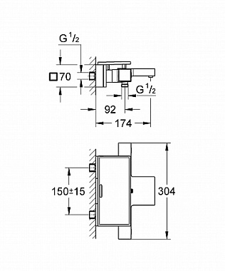 Смеситель для ванны GROHE Grohtherm Cube 34502000 хром