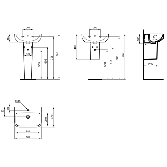 Раковина подвесная IDEAL STANDARD Ideal Standard i.life S T458501 50х37см