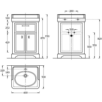 Тумба под раковину напольная KERAMA MARAZZI Pompei PO.60.1.WHT 50х60х83,2см