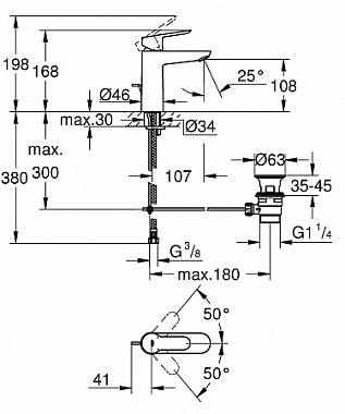 Смеситель для раковины GROHE BauEdge 23758000 хром