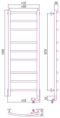 Полотенцесушитель СУНЕРЖА 00-5201-1240 хром