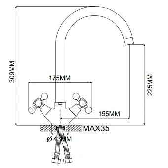 Смеситель для кухни Maxonor MN4119-5 поворотный излив хром