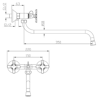 Смеситель для ванны LEMARK Duetto LM5751C хром