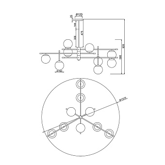 Светильник подвесной Maytoni Nostalgia MOD048PL-09G 40Вт E14
