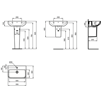 Раковина подвесная IDEAL STANDARD Ideal Standard i.life S T458401 55х38см