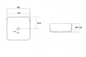 Раковина накладная Abber RECHTECK AC2211MB 38,5х38,5см