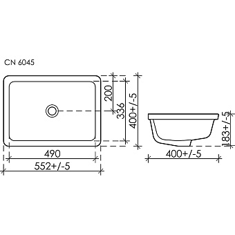 Раковина встраиваемая снизу Ceramica Nova ELEMENT CN6045 55х40см