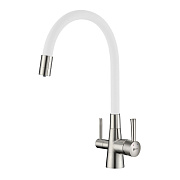 Смеситель для кухни LEMARK Comfort LM3075BN-White никель