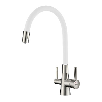 Смеситель для кухни LEMARK Comfort LM3075BN-White никель