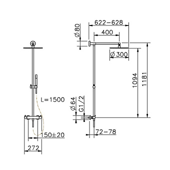 Душевая система Cisal Less New LNC7801N40 чёрный (матовый)