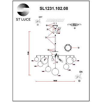 Люстра потолочная ST Luce VITTORIA SL1231.102.08 480Вт 8 лампочек E14