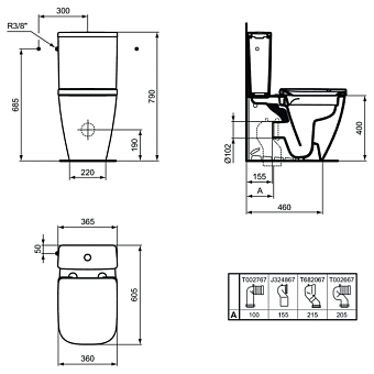 Чаша для унитаза IDEAL STANDARD Ideal Standard i.life S T500001 без сиденья