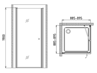 Угловое ограждение Gemy New Rockcoco S03171C 190х90см стекло прозрачное