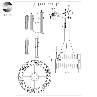 Люстра подвесная ST Luce OLVERA SL1633.203.12 480Вт 12 лампочек E14