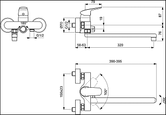 Смеситель для ванны IDEAL STANDARD CERAFLEX B1741AA хром