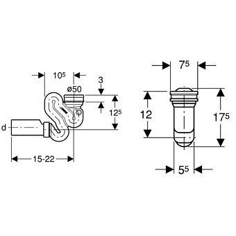 Сифон горизонтальный для писсуара GEBERIT 152.942.11.1