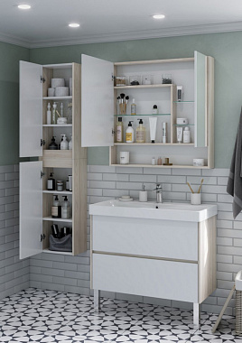 Шкаф зеркальный Акватон Сканди 1A252302SDB20 13х90х85см без подсветки