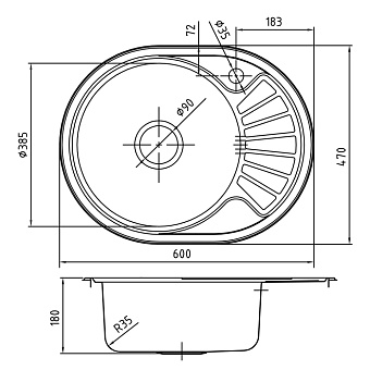 Мойка кухонная IDDIS Suno SUN60PLi77 60х47см сталь