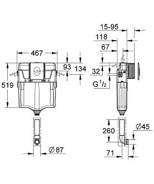 Бачок скрытый GROHE GD2 38895000 9л